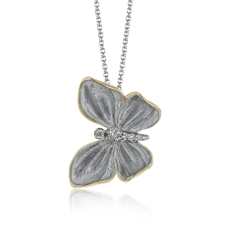Gold Rose Butterfly Pendant Necklace | Classy Women Collection